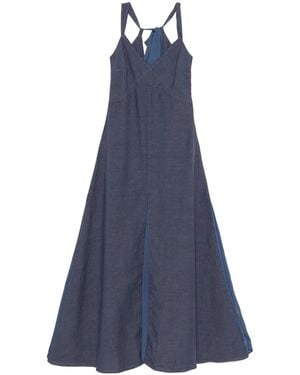 120% Lino Linen Long Dress - Blue