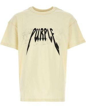 Purple Denim Textured Inside Out Tee - White