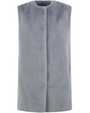 Herno Long Faux Fur-Effect Gilet With Round Neckline - Gray