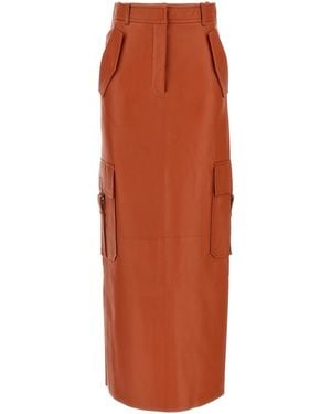 Zimmermann Illustration Leather Cargo Maxi Skirt - Orange