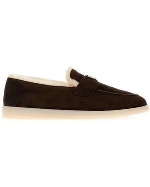 Prada Calf Leather Loafers - Brown