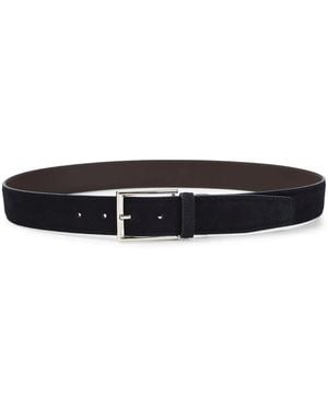 Canali Blu Suede Leather Belt - Black