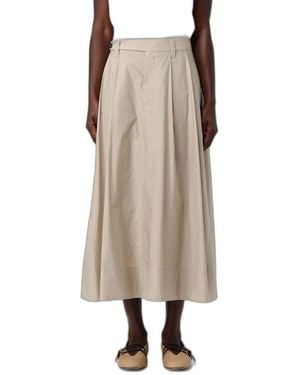 Brunello Cucinelli Cotton Poplin Tailored Skirt - Natural