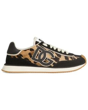 Dolce & Gabbana Dolce & Gabbana Leopard Print Logo Appliqué Flat Shoes - White