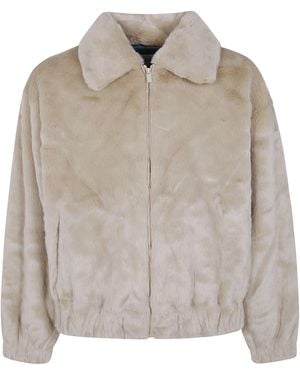 Drole de Monsieur "La Fausse Fourrure Slogan" Jacket - Grey