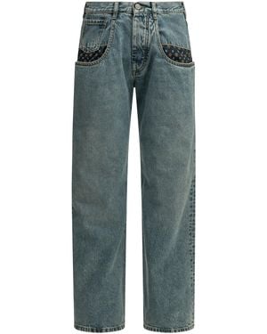 Maison Margiela "Boyfriend Paisley" Wide-Leg Jeans - Blue