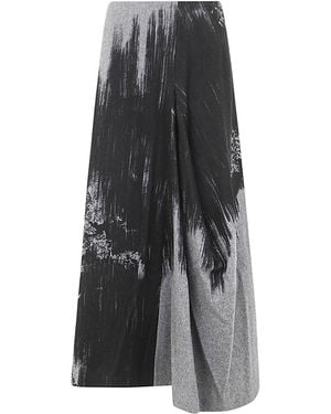 Y's Yohji Yamamoto Y-Panelled Tuck Flare Sk - Grey