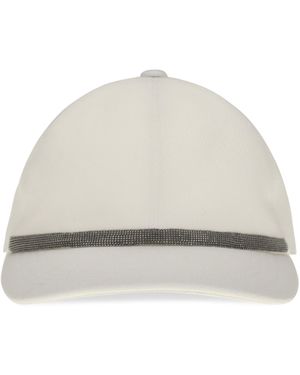 Brunello Cucinelli Baseball Cap With Monili Embellishment - White