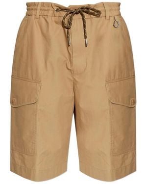 Moncler Cotton Drawstring Cargo Shorts - Natural