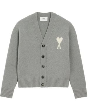 Ami Paris Alpaca Cardigan - Gray