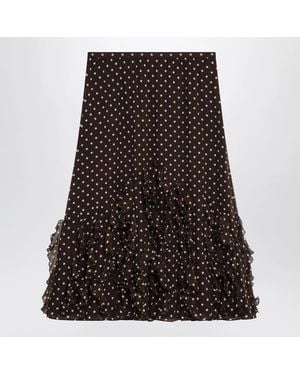 Valentino Silk Skirt With Plusdepois Motif - Black