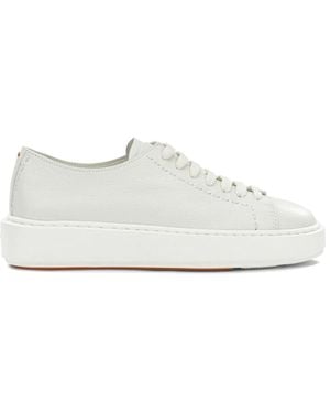 Santoni Calf Leather Rubber Trainers - White