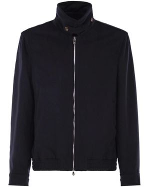 Brunello Cucinelli Virgin Wool Bomber Jacket With Stand Collar - Black