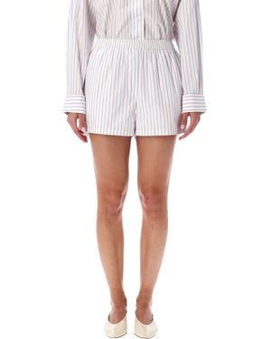 Remain Striped Poplin Shorts - White