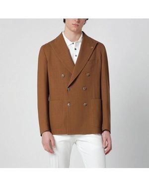 Tagliatore Caramel Doublebreasted Wool Jacket - Brown
