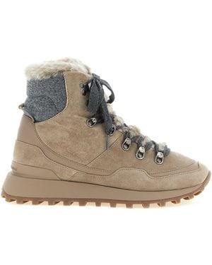 Brunello Cucinelli Lace-Up Ankle Boots With Hooks - Natural