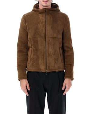 S.W.O.R.D Eco-Shearling Hooded Jacket - Brown