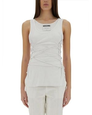Moschino Tank Top With Laces - Grey