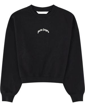 Palm Angels Felpa Crop Con Logo - Black