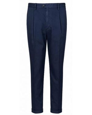 Devore Cotton Pressed Crease Pants - Blue