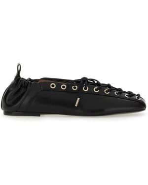 Ganni Ballet Shoes With Eyelets - Black