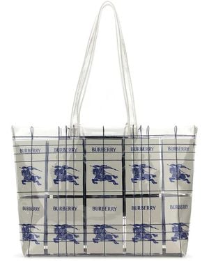 Burberry Embroidered Pvc Shopping Bag - White