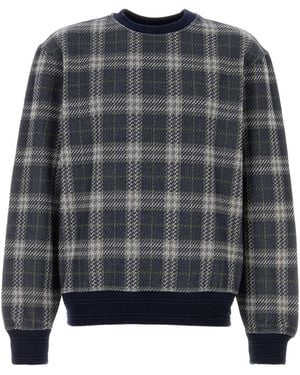Burberry Embroidered Stretch Cotton Blend Sweatshirt - Gray