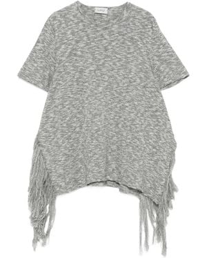Mrz Cotton Fringed T-Shirt - Grey