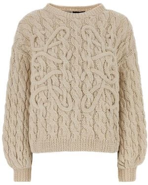 Loewe Sand Cotton Blend Oversize Sweater - Natural