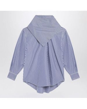 Ami Paris Striped Poplin Shirt With Scarf - Blue