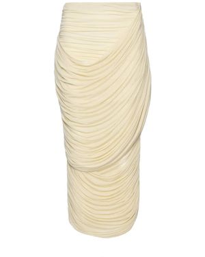 Magda Butrym Draped Midi Skirt With Silhouette - Natural