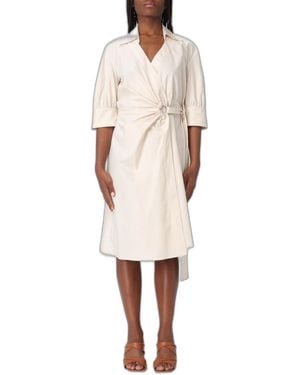 Pinko Ring Detail Midi Dress - Natural