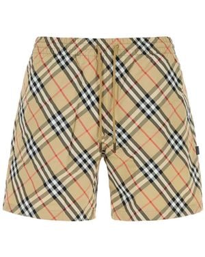 Burberry Check Swim Shorts - Natural