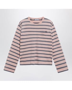 Prada Peach Vintageeffect Striped Tshirt - Multicolor
