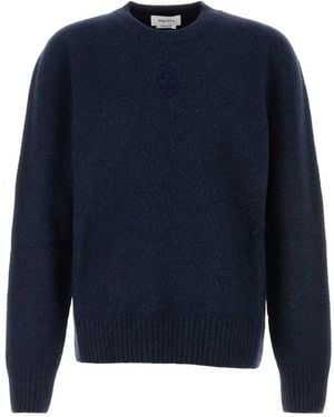 McQueen Melange Wool Blend Jumper - Blue