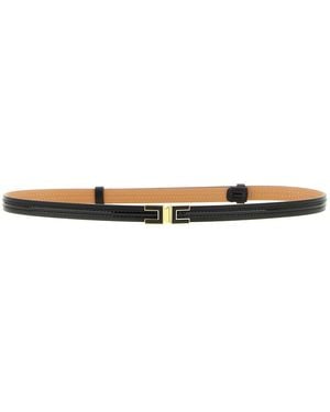 Elisabetta Franchi Logo Buckle Belt - White