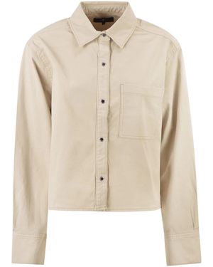 7 For All Mankind Stretch Cotton Shirt With Chest Pocket - Natural