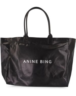 Anine Bing Leo Coated Canvas Tote - Black
