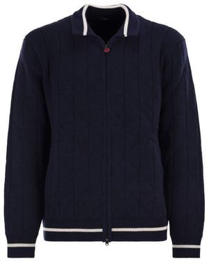 Kiton Cashmere Bomber Jacket - Blue