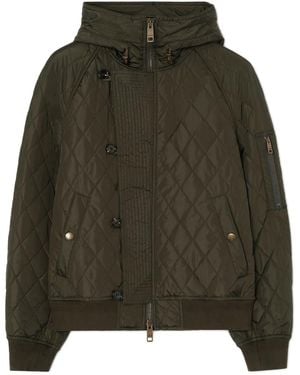 Burberry Quilted Nylon Hooded Bomber Jacket - Green