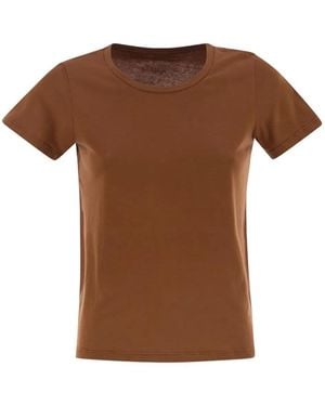 Majestic Crew-Neck Short-Sleeved Cotton T-Shirt - Brown