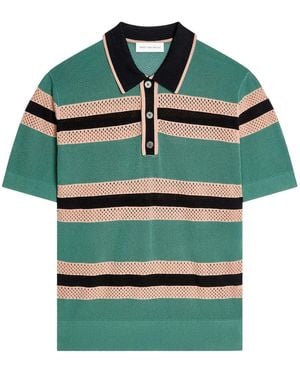 Dries Van Noten Perforated Mercy Stripe Polo Shirt - Green