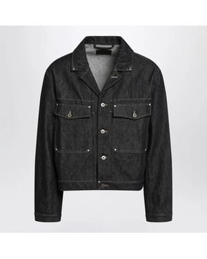 Lemaire Trucker Denim Jacket With Contrast Stitching - Black