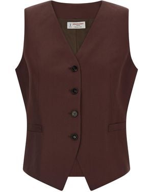 Alberto Biani Viscose And Linen Vest - Brown