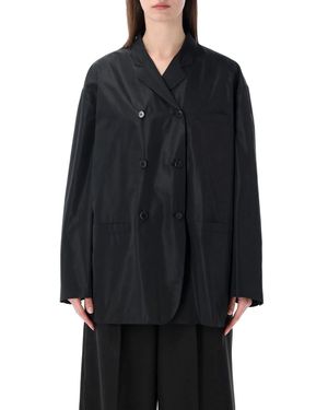 Prada Double-Breasted Technical Taffeta Jacket - Blue