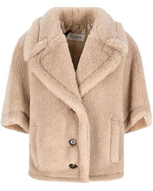 Max Mara Mxacorvino Teddy Fabric Cape - Natural