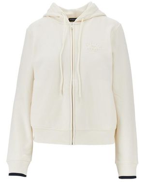 EA BODYWEAR Logo Embroidery Full-Zip Hoodie - White