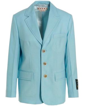 Marni Single-Breasted Blazer Jacket - Blue