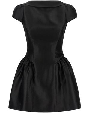 Self-Portrait Collared Taffeta Mini Dress - Black