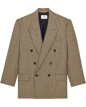 Saint Laurent Double-Breasted Jacket - Natural